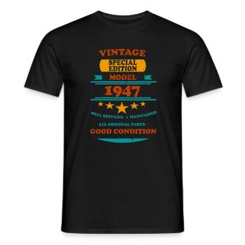 Vintage Retro 1947 - Men's T-Shirt - black - Front - AI Model Male 178 light (178cm)