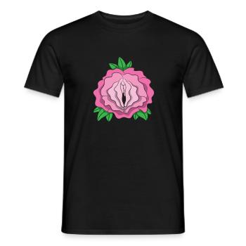 Rosen Muschi Shirt Scheiden Blume Vagina Pflanze - Männer T-Shirt - Schwarz - Vorne - AI Model Male 178 light (178cm)