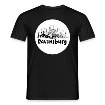 ravensburg, skyline, cercle, coupe de ciseaux, blanc - T-shirt homme - noir - Devant - AI Model Male 178 light (178cm)
