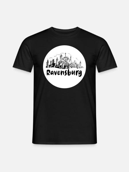 ravensburg,skyline, circle, scissor cut,white - Men's T-Shirt - black