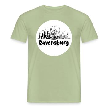 ravensburg, skyline, cercle, coupe de ciseaux, blanc - T-shirt homme - vert sauge - Devant - AI Model Male 178 light (178cm)