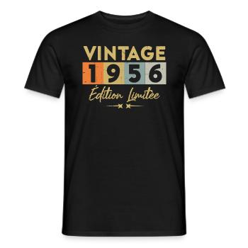 Vintage 1956 Édition Limitée - T-shirt homme - noir - Devant - AI Model Male 178 light (178cm)