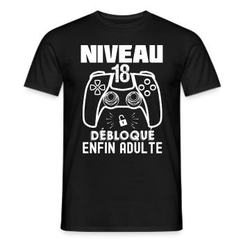 18 Ans Enfin Adulte Jeux Vidéo - T-shirt homme - noir - Devant - AI Model Male 178 light (178cm)