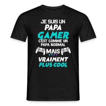 Papa Et Jeux Vidéo Le Gamer Super Cool - T-shirt homme - noir - Devant - AI Model Male 178 light (178cm)