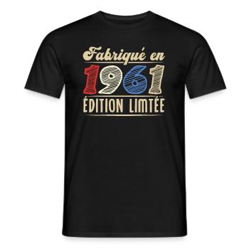 Fabriqué en 1961, Vintage cadeau d'anniversaire - T-shirt homme - noir - Devant - AI Model Male 178 light (178cm)