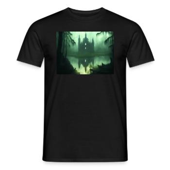 Temple in the swamp - Men's T-Shirt - black - Front - AI Model Male 178 light (178cm)