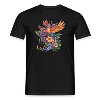 Oiseau de paradis avec des fleurs - T-shirt homme - noir - Devant - AI Model Male 178 light (178cm)