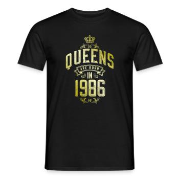 Queens born in 1986 - Men's T-Shirt - black - Front - AI Model Male 178 light (178cm)
