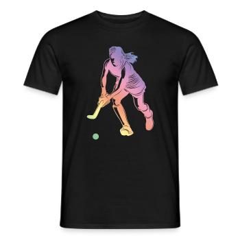 Silhouette de sport de hockey sur gazon - T-shirt homme - noir - Devant - AI Model Male 178 light (178cm)