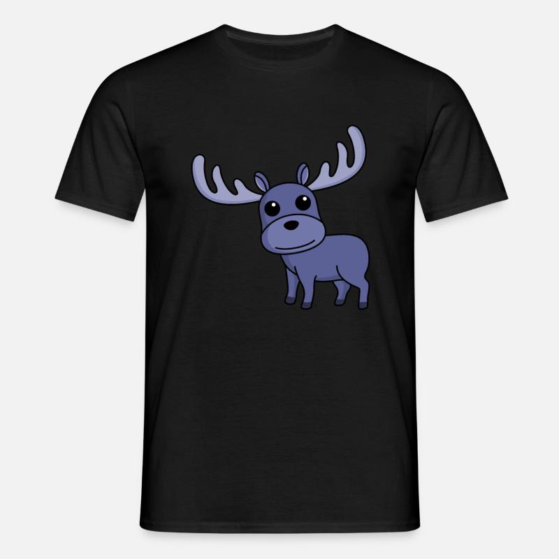 Elch Comic Tier - Männer T-Shirt - Schwarz