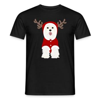 White Terrier Santa Claus Suit Reindeer Antlers - Men's T-Shirt - black - Front - AI Model Male 178 light (178cm)