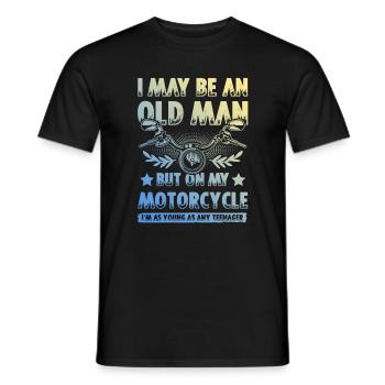 Motorrad alter mann - Männer T-Shirt - Schwarz - Vorne - AI Model Male 178 light (178cm)