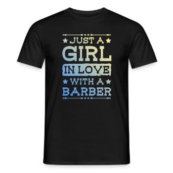 Girl in love with a Barber - Men's T-Shirt - black - Front - AI Model Male 178 light (178cm)