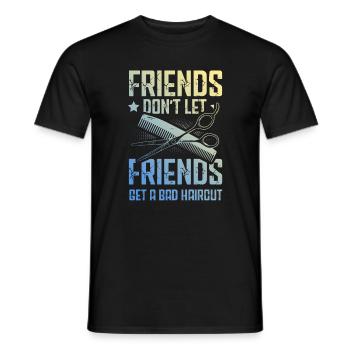Barber Freunde - Männer T-Shirt - Schwarz - Vorne - AI Model Male 178 light (178cm)