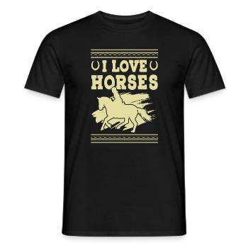 I love Horses - Männer T-Shirt - Schwarz - Vorne - AI Model Male 178 light (178cm)