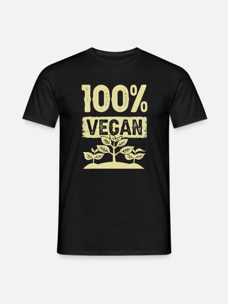 100% Vegan - Männer T-Shirt - Schwarz