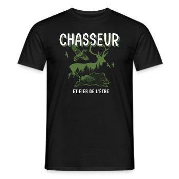 chasser chasseur et fier de l'être cadeau chasseur - T-shirt homme - noir - Devant - AI Model Male 178 light (178cm)