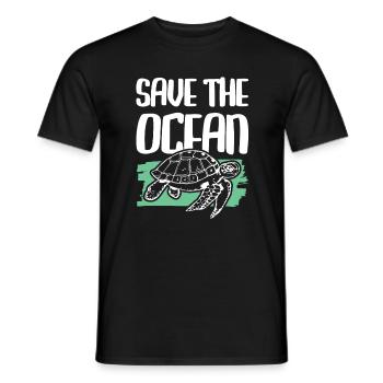 Sauvons la tortue de l’océan - T-shirt homme - noir - Devant - AI Model Male 178 light (178cm)