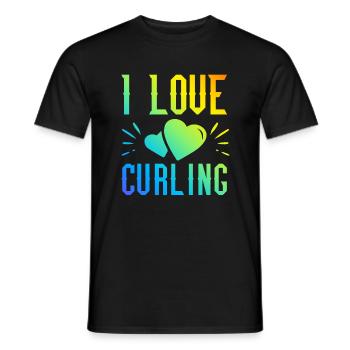 I love curling - Men's T-Shirt - black - Front - AI Model Male 178 light (178cm)