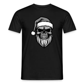 Santa Claus Skull - Men's T-Shirt - black - Front - AI Model Male 178 light (178cm)