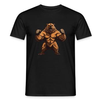 Ours Grizzly Musculation Muscles - T-shirt homme - noir - Devant - AI Model Male 178 light (178cm)