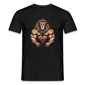 Gymnase d’entraînement Lion Muscles - T-shirt homme - noir - Devant - AI Model Male 178 light (178cm)