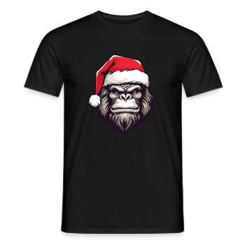 Gorilla Head Christmas Christmas - Men's T-Shirt - black - Front - AI Model Male 178 light (178cm)