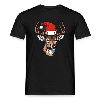 Tête de cerf Noël Noël - T-shirt homme - noir - Devant - AI Model Male 178 light (178cm)