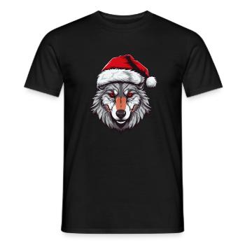 Tête de loup Noël Noël - T-shirt homme - noir - Devant - AI Model Male 178 light (178cm)