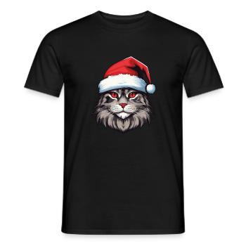 Cat Head Christmas Christmas Portrait - Men's T-Shirt - black - Front - AI Model Male 178 light (178cm)