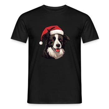Border Collie Dog Head Christmas Christmas - Men's T-Shirt - black - Front - AI Model Male 178 light (178cm)