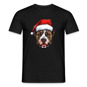 Staffordshire Bull Terrier Dog Head Christmas - Men's T-Shirt - black - Front - AI Model Male 178 light (178cm)