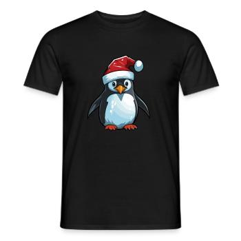 Tête d’animal de Noël pingouin - T-shirt homme - noir - Devant - AI Model Male 178 light (178cm)