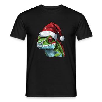 Chameleon Christmas Animal Head - Men's T-Shirt - black - Front - AI Model Male 178 light (178cm)