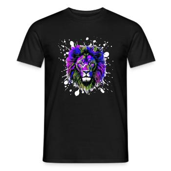 Lion Head Portrait Colorful - Men's T-Shirt - black - Front - AI Model Male 178 light (178cm)
