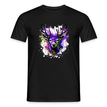 Deer Head Portrait Colorful - Men's T-Shirt - black - Front - AI Model Male 178 light (178cm)