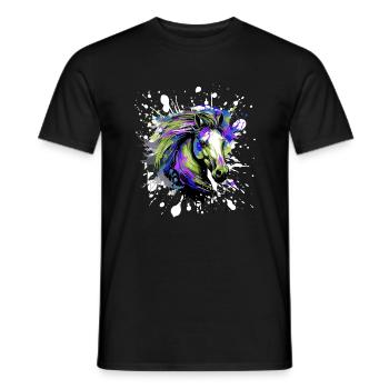 Horse Head Portrait Colorful - Men's T-Shirt - black - Front - AI Model Male 178 light (178cm)