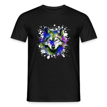 Wolf Head Portrait Colorful - Men's T-Shirt - black - Front - AI Model Male 178 light (178cm)