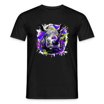 Rhinoceros Head Portrait Colorful - Men's T-Shirt - black - Front - AI Model Male 178 light (178cm)