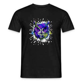 Owl Head Portrait Colorful - Men's T-Shirt - black - Front - AI Model Male 178 light (178cm)