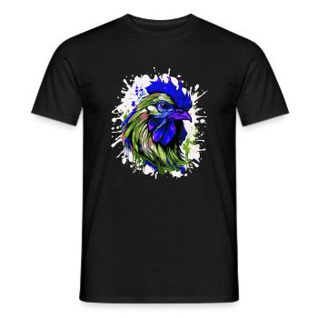 Rooster Head Portrait Colorful - Men's T-Shirt - black - Front - AI Model Male 178 light (178cm)