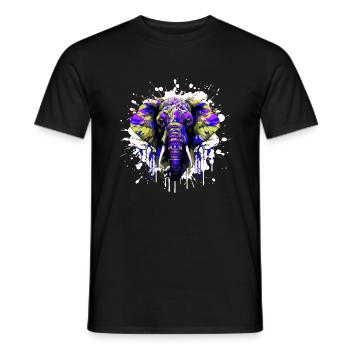 Elephant Head Portrait Colorful - Men's T-Shirt - black - Front - AI Model Male 178 light (178cm)