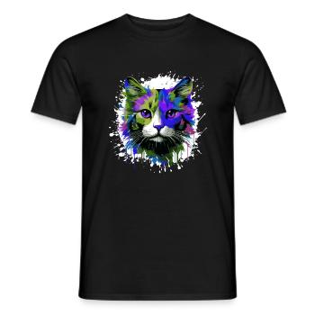 Katze Symbol Kopf Porträt Bunt - Männer T-Shirt - Schwarz - Vorne - AI Model Male 178 light (178cm)