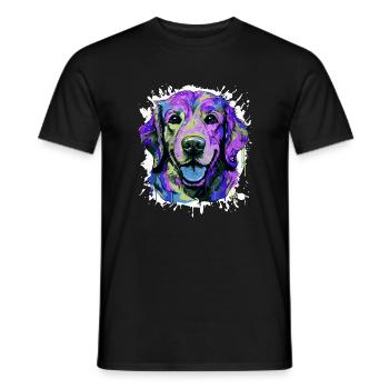Golden Retriever Dog Head Portrait Colorful - Men's T-Shirt - black - Front - AI Model Male 178 light (178cm)