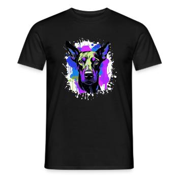 Doberman Dog Head Portrait Colorful - Men's T-Shirt - black - Front - AI Model Male 178 light (178cm)