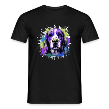 Beagle Dog Head Portrait Colorful - Men's T-Shirt - black - Front - AI Model Male 178 light (178cm)