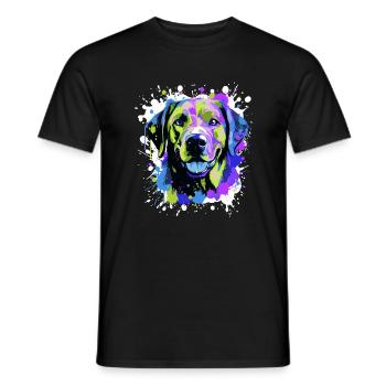 Labrador Hund Kopf Porträt Bunt - Männer T-Shirt - Schwarz - Vorne - AI Model Male 178 light (178cm)