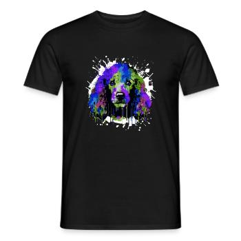Pudel Hund Kopf Porträt Bunt - Männer T-Shirt - Schwarz - Vorne - AI Model Male 178 light (178cm)