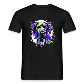 Great Dane Dog Head Portrait Colorful - Men's T-Shirt - black - Front - AI Model Male 178 light (178cm)
