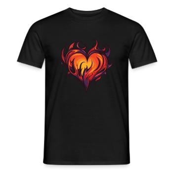 Coeur, Feu, Amour, Flamme - T-shirt homme - noir - Devant - AI Model Male 178 light (178cm)